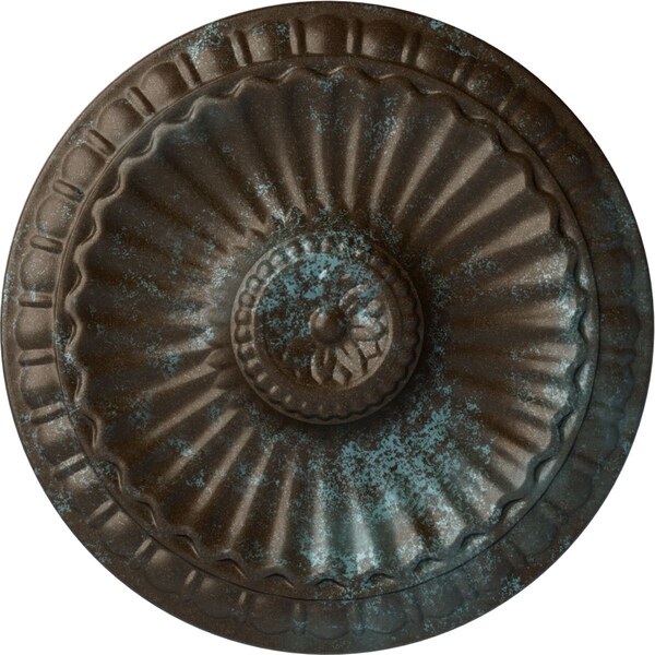 Ekena Millwork Linus Ceiling Medallion, Hand-Painted Bronze Blue Patina, 11 1/4"OD x 1 1/8"P CM11LIBBS - main